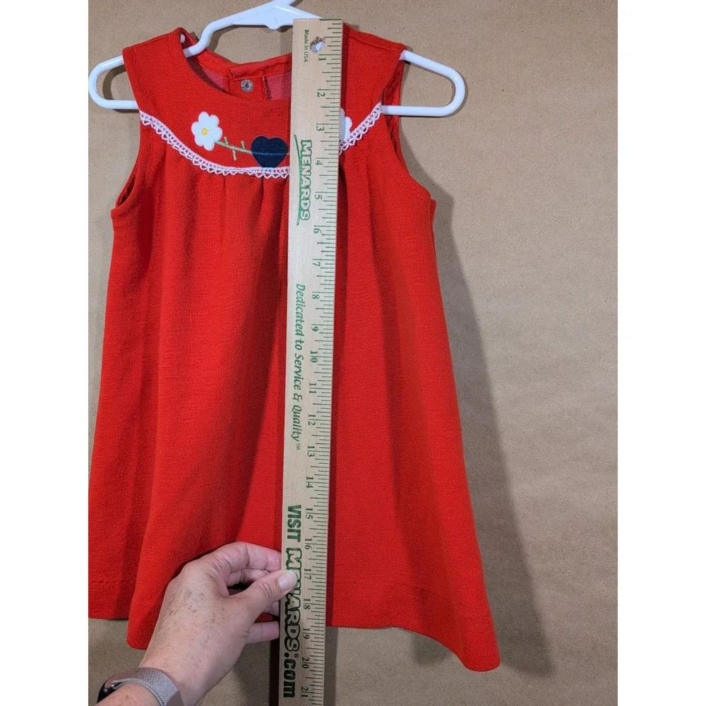 Vintage Carter's Girls Size 4 Dress Red With Daisies Heart A-line Sleeveless USA